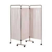 Biombo clínico de três corpos: fabricado em aço cromado com rodas (178 x 75 cm) Biombo clínico de três corpos: fabricado em aço cromado com rodas (178 x 75 cm)